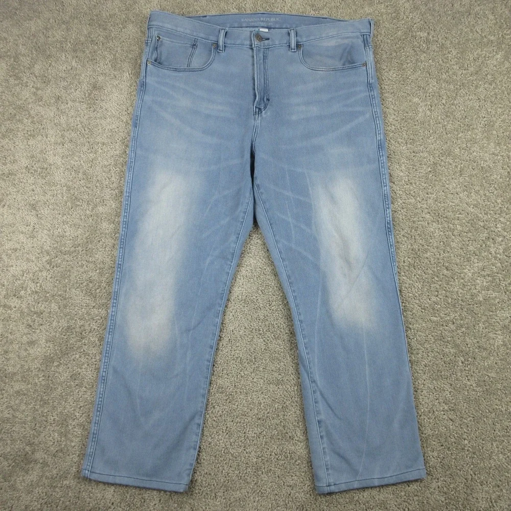 Banana Republic Jeans Mens 38x28 (Tag 38x32) Blue Traveler Stretch Denim Pants